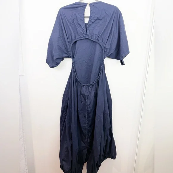 Free People Carmen Tee Navy Blue Midi Dress Open Back Size Medium - Picture 7 of 9